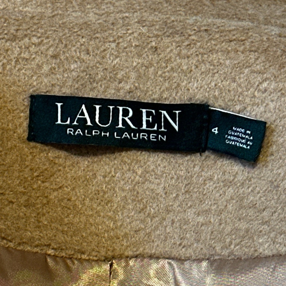 Lauren Ralph Lauren Buckle-Front Walker Coat Wool Tan‎ Women's Size 4 - Picture 2 of 11